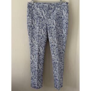 Boden Cropped Cotton Pants Blue and White Paisley size 12